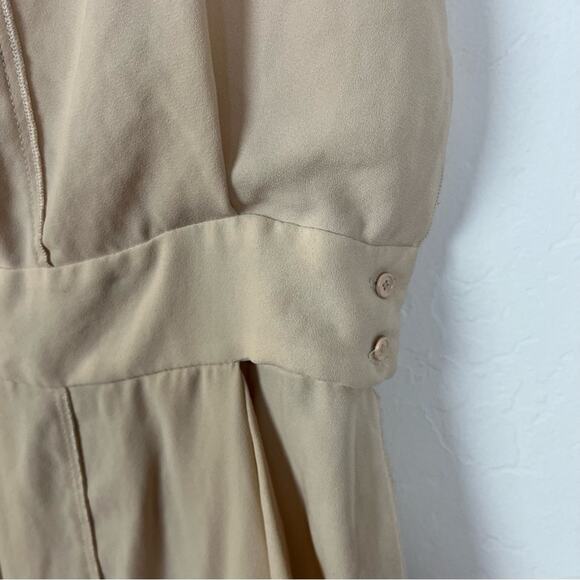 Aritzia Wilfred Tan Sleeveless Faux Wrap Dress - Picture 4 of 9